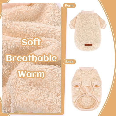 Dog Sweater Sweaters for Small Dogs Girl Purple Fleece Clothes Winter Soft Thickening Warm Puppy Boy Teacup Yorkie Chihuahua (XXS,Khaki)