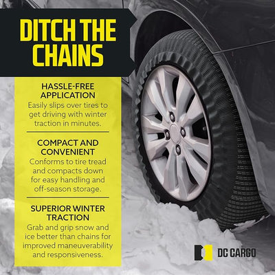 Snow Socks for Tires - Great Alternative to Tire Chains for Cars, 3D Fabric for Maximum Tire Traction & Grip, Fits SUVs, Most Subaru Models, Minivans, Pickups & Sedans (Set of 2) - Large