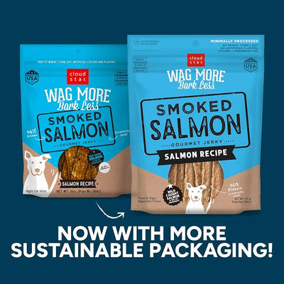 Cloud Star Wag More Bark Less - Dog Treats - Jerky - Smoked Salmon - 10 oz Pouch