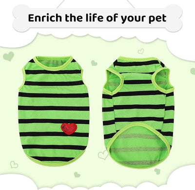 Dog Shirts for Extra-Small Dogs, Striped T-Shirts Pets Vest Pet Apparel Tee Shirts Dog Tank Top Spring Summer Suitable for Chihuahua French Bulldog Bichon Shih Tzu