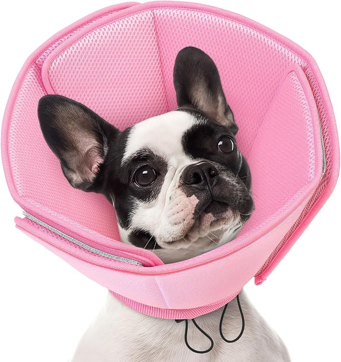 Dog Cones for Medium Dogs, Soft Dog Cone Collar After Surgery, Adjustable Cone for Dogs to Stop Licking, Breathable Pet E-Collar Alternative for Wound Healing(Pink,Medium)