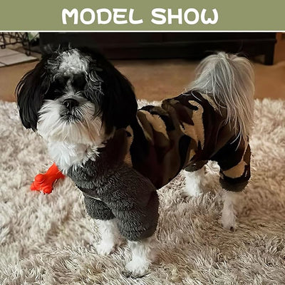 Sebaoyu Dog Pajamas for Small Dogs Plaid Turtleneck Fleece Sweater, Winter Cute Tiny Clothes Outfit Puppy Pajamas Pet Jumpsuits Cat Clothing (Small, Camouflage Green)