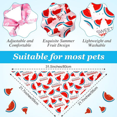 Weewooday 50 Pcs Fruit Dog Bandanas Bulk for Summer Soft Bibs Adjustable Triangle Pet Bandana for Small Medium Large Costume(Fruits Pattern, 31.5 x 21.7 X21.7 Inch)