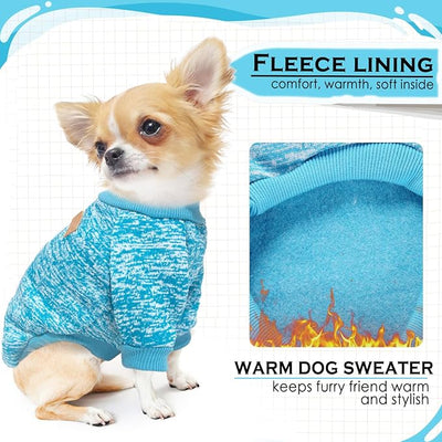 2 Pieces Dog Sweaters for Small Dogs Clothes Male Winter Fleece Puppy Sweater Warm Thick Outfit Pet Small Dog Sweater for Boy Girl Yorkie Chihuahua,XS