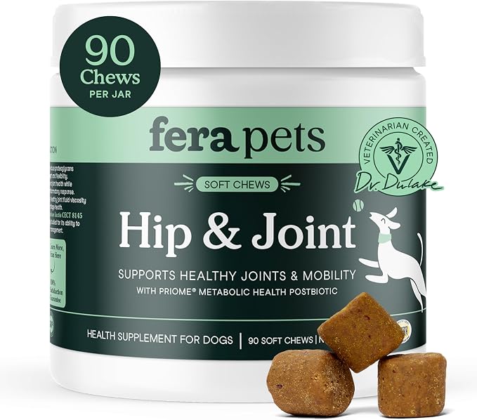 Hip & Joint Supplement for Dogs with Glucosamine, MSM, Chondroitin, & Green Lipped Mussel - Supports Healthy Joints and Weight Management - 90 Soft Chews