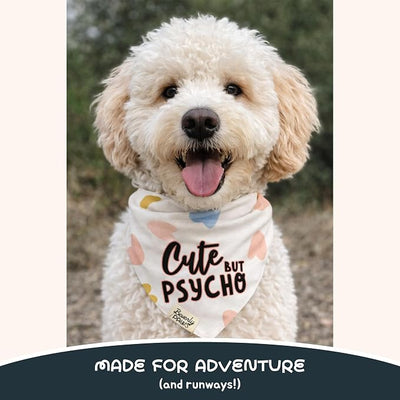 Funny Snap-On Dog Bandana for Small Medium Large Pets, Dogs Cats Adjustable Handkerchief Scarf for Girl & Boy, Cute Puppy Apparel & Accessories (Cute But Psycho, Large)
