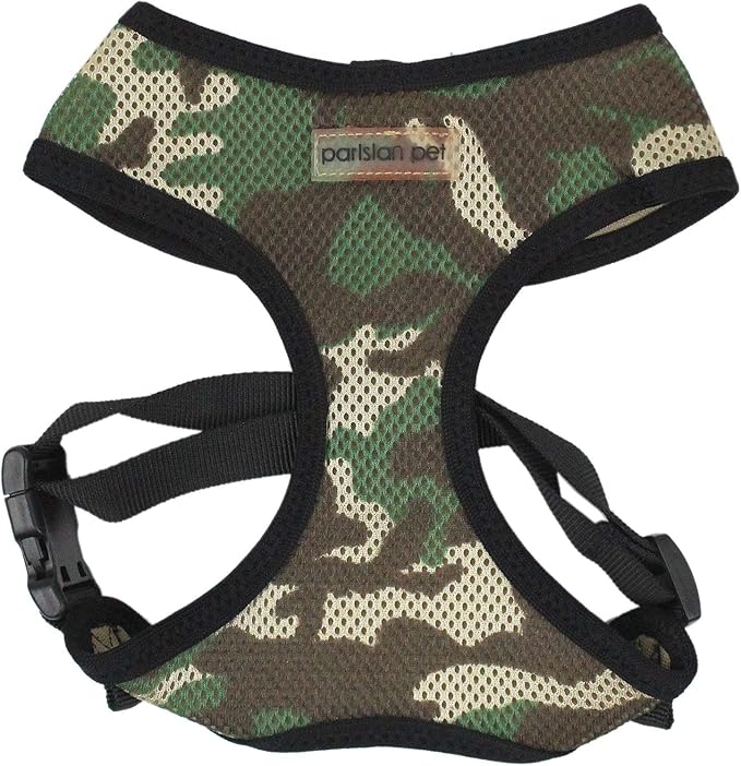 Camo Dog Harness - Breathable Mesh No Pull Puppy Harness with Leash Ring - Adjustable Harnesses for Dogs - Soft Padded Step-in Pet Vest - Lightweight Dog Vests for Small Sized Dogs