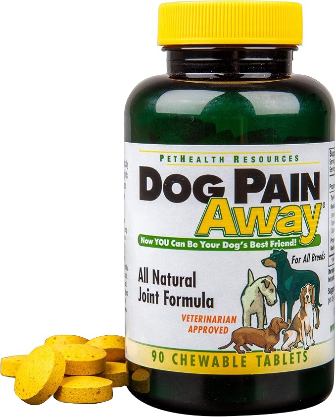 Dog Pain Away, Treats Arthritis, Inflammation, Joint Pain, & Decreased Flexibility - 90 Dog Chewable Tablets