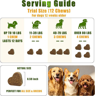 Dog Multivitamin Chewable - Vitamins and Supplements - Dog Daily Vitamin with Glucosamine Probiotics Omega-3 for Coat Hip Joint Heart Digestive Immune Health Support, Chicken Flavor, 12Ct