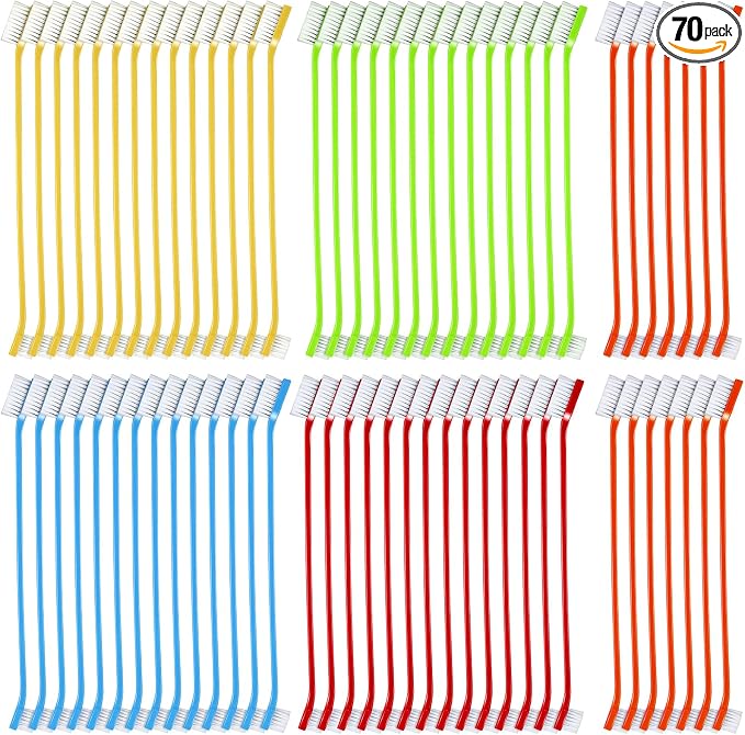 Dog Toothbrush Bulk Dual Headed Dental Brushes Dogs Tooth Brushing Kit Long Handle Pet Tooth Brush for Puppy Large Small Cats and Most Pets Teeth Cleaning Dental Supplies(70 Pcs,Multicolor)