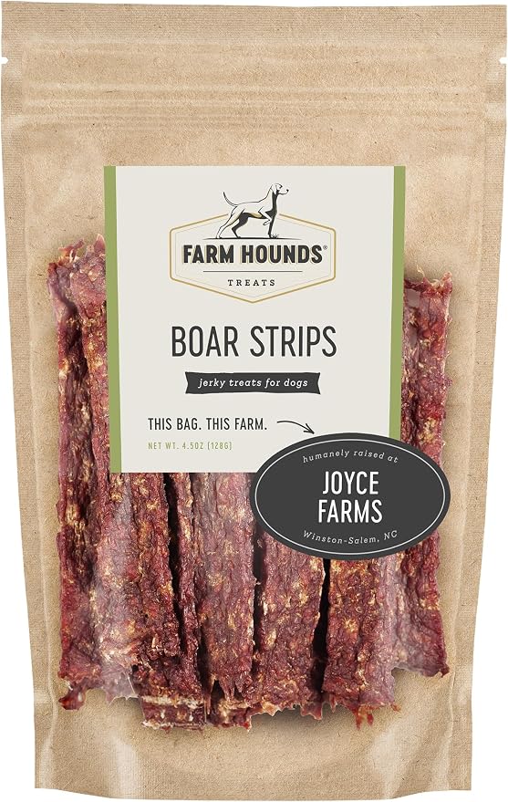 Boars Strips - Premium Natural Boar Jerky for Dogs - 100% Humanely Raised Boar- Break-to-Size - Great for Training & Treats - No Added Fillers - Made in USA - 1 Pack