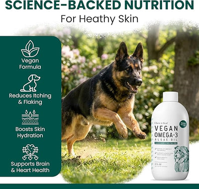 Vegan Omega 3 Oil for Dogs - 4 oz of Fish Free Algae Oil for Healthy Skin and Coat - Made with Omega 3 and 6 Fatty Acids, EPA, DHA, and DPA - Made in the USA