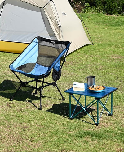 iClimb Ultralight Compact Camping Folding Table with Carry Bag (Reinforced Blue - S)
