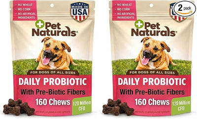 Pet Naturals Daily Probiotic Soft Chews for Dogs, Digestive and Immune Support Supplement, 1 Billion CFU Per Chew, Duck, 160 Count (Pack of 2)