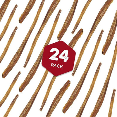 Best Bully Sticks 12 Inch Odor-Free Bully Sticks for Dogs - 24 Count (Pack of 1) - Bulk Bag, Natural Grass-Fed Beef, Easily Digestible, No Grain or Rawhide - Large Breeds