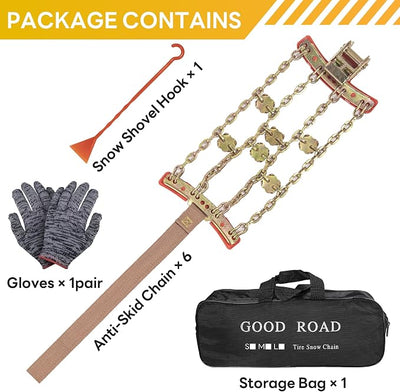 Tire Chains, Snow Chains, Anti-slip Tire Chains for Cars SUVs Pickup Trucks Adjustable Emergency Transaction Chains for Ice Snow, Fit Tire Width 225-285mm, Set of 6