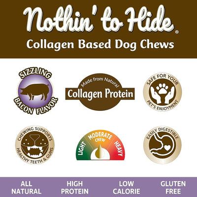 Fieldcrest Farms Nothin' to Hide Twist Stix, Bacon Flavor, Easily Digestible, Supports Skin, Coat, Joints & Muscles, for Moderate Chewers Under 15lbs, 10 Pieces