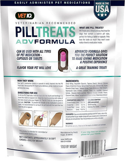 VETIQ Pill Treats for Dogs, Chicken Flavor, 30 Count | Advanced Formula | Soft Chews | Made in USA | Pack of 2