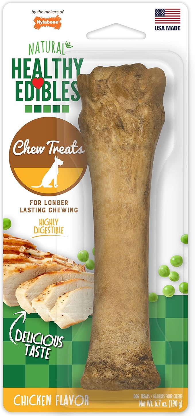 Healthy Edibles Natural Dog Chews, Long Lasting Bones for Dogs, Chicken Flavor Dog Treats, X-Large (1 Count)