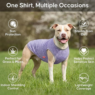 KYEESE 2 Pack Dog Shirts Quick Dry Soft Stretchy Sun Protection Dog T-Shirts with Reflective Label Tank Top Sleeveless Vest Pet Clothes for Small Pet, Large, Purple+Pink