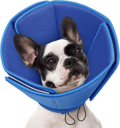 AOFITEE Dog Cones for Medium Dogs, Soft Dog Cone Collar After Surgery, Adjustable Cone for Dogs to Stop Licking, Breathable Pet E-Collar Alternative for Wound Healing(Blue,Medium)