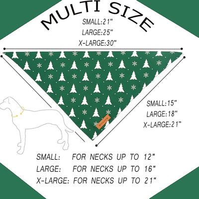 Realeaf Christmas Dog Bandanas 2 Pack, Christmas Tree and Santa Claus Dog Scarf for Boy and Girl, Premium Durable Fabric, Holiday Bandana for Small Medium Large and Extra Large Dogs (Large)