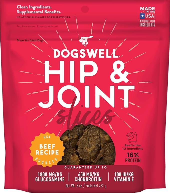 Hip & Joint Slices Functional Dog Treats, Beef 8 oz. Bag