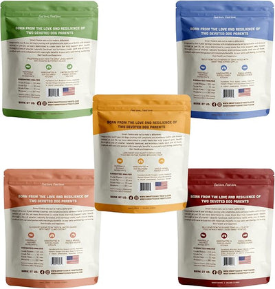 Smart Cookie Healthy Soft Dog Treats Variety Pack - Rabbit, Trout, Wild Boar, Duck & Shrimp - Grain Free Limited Ingredient Training Treats for Dogs with Sensitive Stomach & Allergies, Made in USA