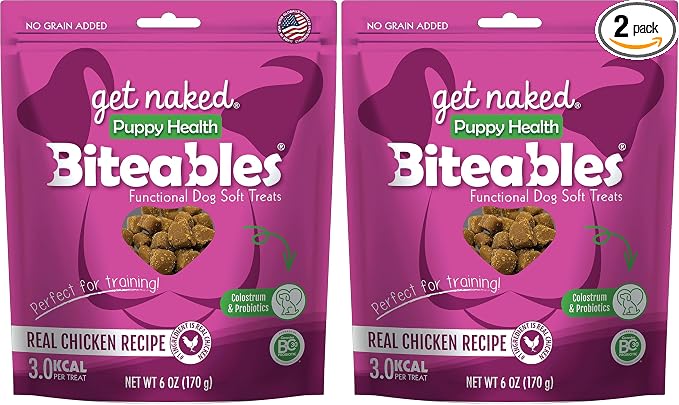 Get Naked 1 Pouch Puppy Health Soft Dog Treats, 6 Oz, Brown (201578) (Pack of 2)