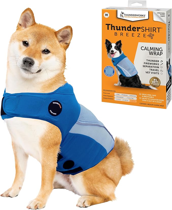 Breeze for Dogs, Medium, Sky Blue, Extra Breathable Mesh Fabric, Dog Anxiety Relief Vest for Every Day Stress & Calming During Thunder Storms and Fireworks