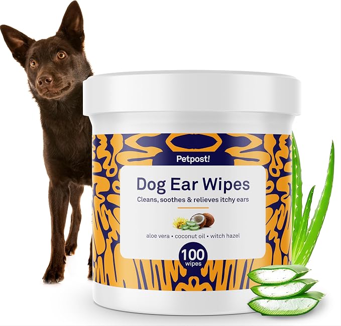 Dog Ear Cleaner Wipes - Ultra Soft Cotton Pads in Coconut Oil Aloe Solution - Dog Ear Rinse & Cleanser 100 ct.