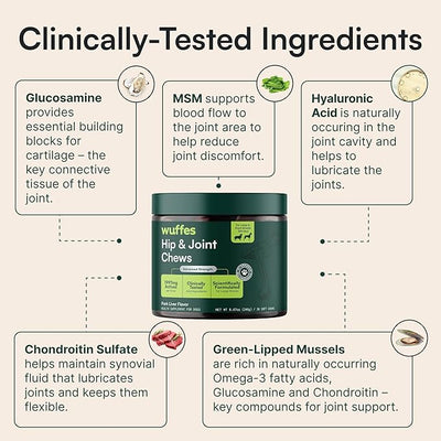 Wuffes Chewable Dog Hip & Joint Supplement - Glucosamine & Chondroitin Chews - Dog Joint Supplements & Vitamins - Extended Joint Care (Large Breed (Over 65 lbs), 90 Chews (Pack of 3))