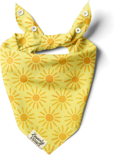 Snap-On Dog Bandana for Small Medium Large Pets, Dogs Cats Adjustable Handkerchief Scarf for Girl & Boy, Funny Cute Puppy Apparel & Accessories (Sunny, Medium)