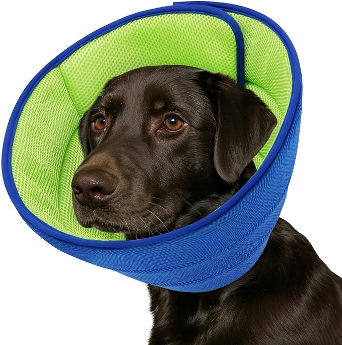 Soft Dog Cone Collar Alternative - Adjustable Comfy Cones for Large/Medium/Small Dogs to Stop Licking After Surgery, Comfortable Fabric Elizabethan Collars, Head Cone of Shame for Neuter Recovery (S)