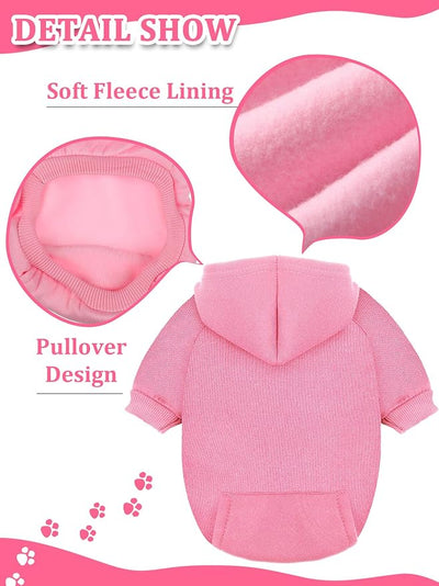 Syhood 4 Pieces Small Dog Sweaters Dog Hoodie Clothes with Hat for Small Dogs Puppy Pet Winter Warm Hoodies Coat Sweater Shirt Chihuahua Clothes with Pocket