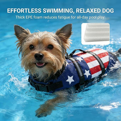 Doglay Dog Life Jacket for Swimming and Boating, Adjustable Puppy Life Vest with Reflective Stripes, Superior Buoyancy Pet Swimming Vest for Small Medium and Large Dogs