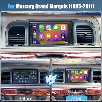 6.83in Car Stereo for Mercury Grand Marquis (1995-2011) Base Trim w/WiFi/GPS Navigation/Bluetooth w/Carplay Android Auto Touchscreen Car Radio Receiver w/Backup Camera, Android 14, 2+32GB