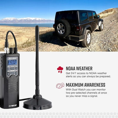 Cobra HHRT50 Roadtrip CB Radio-2-WayHandheldEmergencyRadio with Access to Full 40Channels & NOAA Alerts,Rooftop MagnetMountAntenna and Omni-Directional Microphone, Black, 6.3" x 2" x 1.75"(Pack of 4)