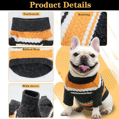 Pittsburgh Small Dog Sweater Football Theme Turtleneck Knit Dog Sweaters for Small Pets Warm Winter Cat Dog Clothes