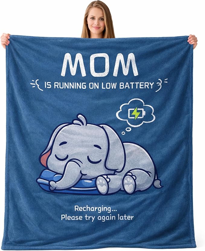 Funny Gifts for Moms Mothers Day,Birthday Gifts for Mom from Daughter Son，Mom's Charging Blanket,New Mom Gifts for Women，Soft Blanket Throw for Napping Travel 50X60‘'