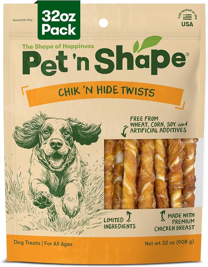 Pet n Shape Hide Twists – Chicken Wrapped Rawhide Dog Treats - Small Twist - 2 Pounds