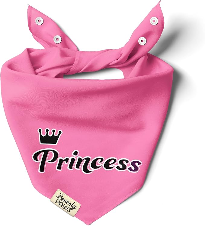 Funny Snap-On Dog Bandana for Small Medium Large Pets, Dogs Cats Adjustable Handkerchief Scarf for Girl & Boy, Cute Puppy Apparel & Accessories (Princess, Small)