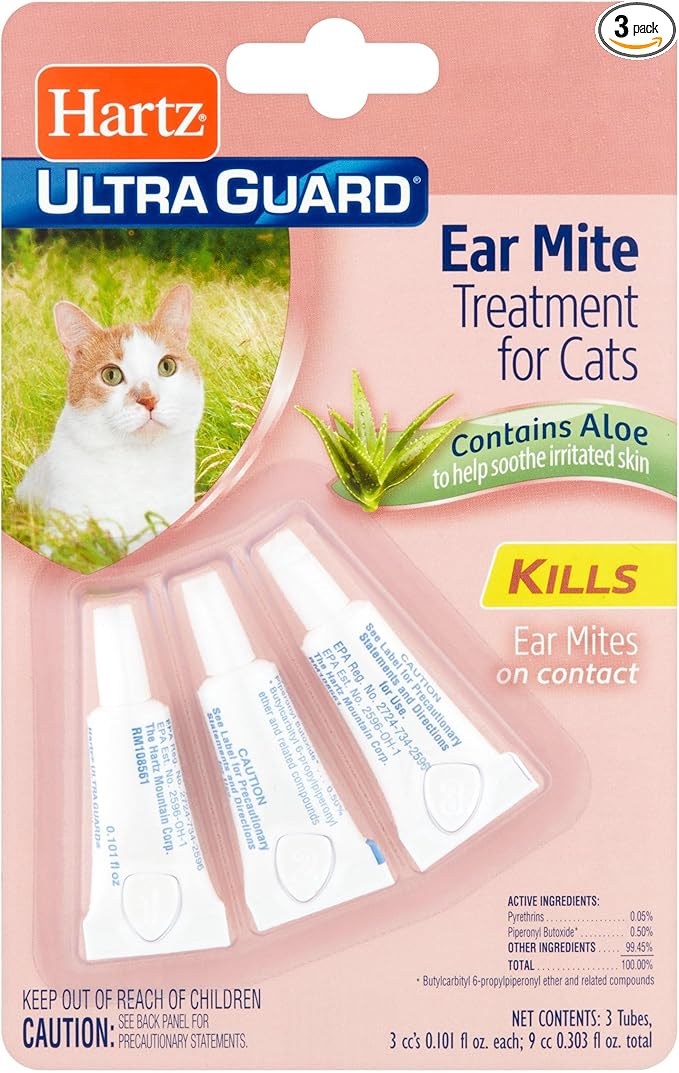 Ear Mite Treatment for Cats-3 Pack Package May Vary