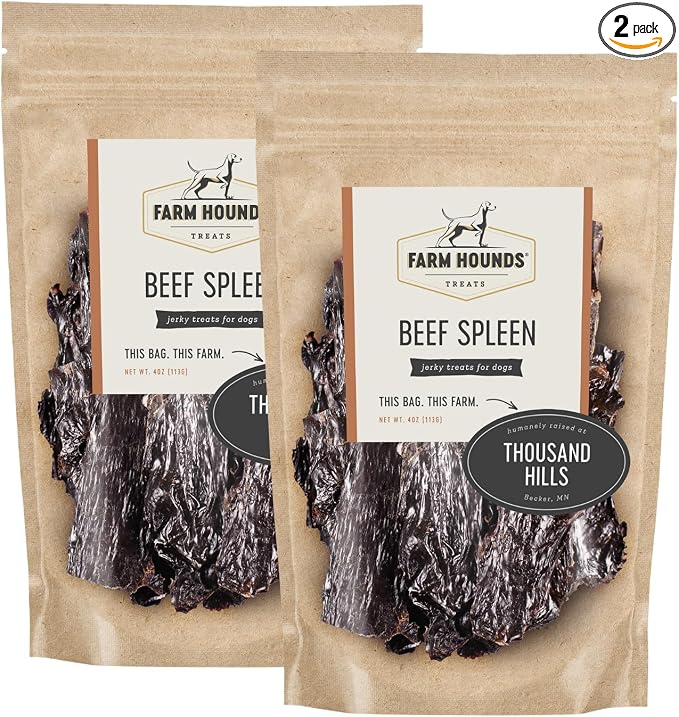 Beef Spleen - Premium Natural Beef Spleen Jerky For Dogs - Made From 100% Humanely Raised Cattle - Organ Treat - Great For Training & Treats - No Added Fillers - Made in USA -4oz -2 Pack
