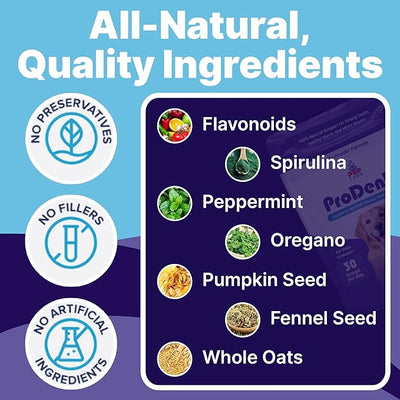 Pup Labs ProDenta, Dog Teeth Cleaning and Dog Breath Freshener, Natural Powder for Plaque, Tartar, and Gum Support Made in USA, 3-Pack (90 Scoops)