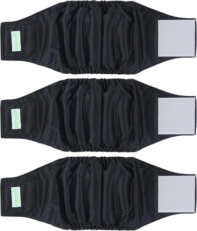 Wegreeco Washable Male Dog Belly Wrap - Pack of 3 - (Black, Black, Black, Large)