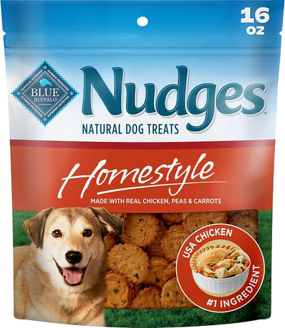 Blue Buffalo Nudges Chicken Homestyle Natural Dog Treats, Pot-Pie-Inspired Recipe, Healthy Reward or Training Treat, Made in the USA with Real Chicken, No Artificial Preservatives, 16 oz.