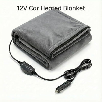 12V Car Heated Blanket & Wearable Shawl – Electric Fleece Travel Throw with Zipper for Truck Drivers, RV & Winter Road Trips – Fast Heating, Soft Flannel