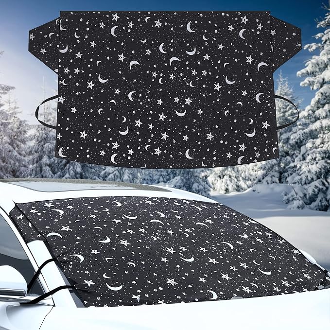 Tallew Car Windshield Cover for Ice Frost and Snow Oxford Fabric 69 x 42 Inches Waterproof Windproof Automotive Windshield Covers for Frost with 4 Elastic Straps for Winter Suvs Trucks Accessories