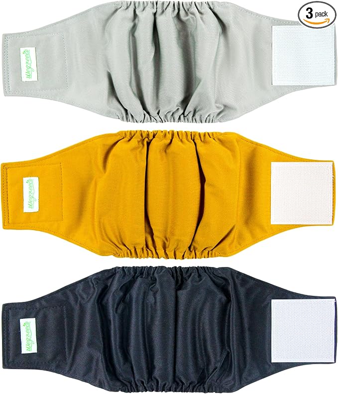 Wegreeco Washable Male Dog Belly Wrap - Pack of 3 - (Gold,Black,Grey,X-Small)